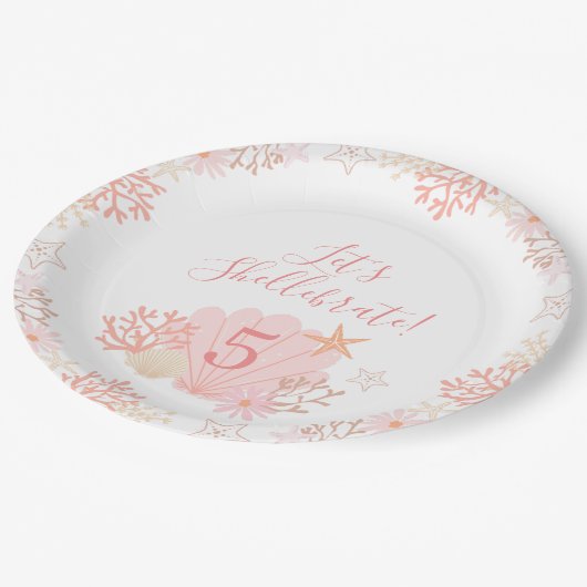 Assiettes En Carton Shell Girl Birthday Party Plates (Angle)