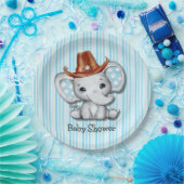 Assiettes En Carton Sheriff Cowboy Baby shower d'éléphant Merci (Fête)
