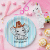 Assiettes En Carton Sheriff Cowboy Baby shower d'éléphant Merci (Fête)