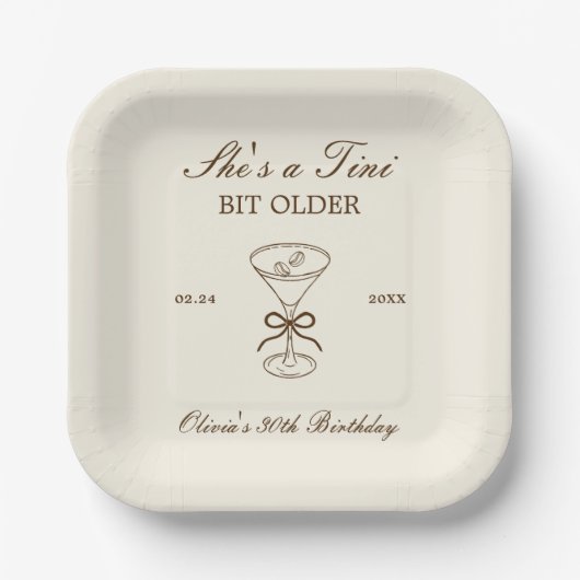 Assiettes En Carton She's A Tini Bit Older Coffee Martini Birthday (Recto)