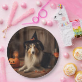 Assiettes En Carton Shetland Sheepdog Citrouille Halloween effrayant (Fête)