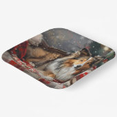 Assiettes En Carton Shetland Sheepdog Festif de Noël (Angulaire)