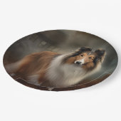 Assiettes En Carton Shetland Sheepdog Halloween effrayant (Angle)