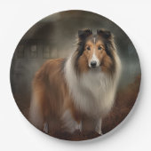Assiettes En Carton Shetland Sheepdog Halloween effrayant (Devant)