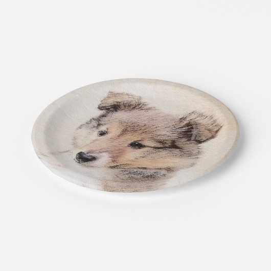 Assiettes En Carton Shetland Sheepdog Puppy Peinture Chien original ar (Angle)