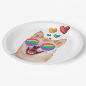 Assiettes En Carton Shiba Inu Chien avec Coeurs Saint Valentin (Angle)