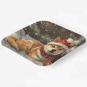 Assiettes En Carton Shiba Inu Chien Festive de Noël (Angulaire)