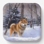 Assiettes En Carton Shiba Inu Laissez Neige Noël (Recto)