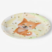 Assiettes En Carton Shiba Inu souriant mignon (Angle)