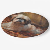 Assiettes En Carton Shih Tzu à l'automne Feuilles automne Inspire (Angle)