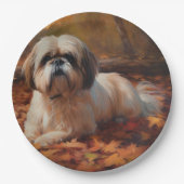 Assiettes En Carton Shih Tzu à l'automne Feuilles automne Inspire (Devant)