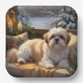 Assiettes En Carton Shih Tzu avec les lumières de Noël (Recto)