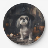 Assiettes En Carton Shih Tzu Citrouilles Halloween effrayant (Devant)