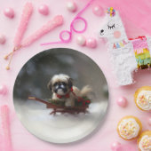 Assiettes En Carton Shih Tzu hiver neige de Noël (Fête)
