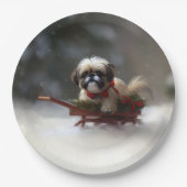 Assiettes En Carton Shih Tzu hiver neige de Noël (Devant)