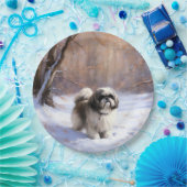 Assiettes En Carton Shih Tzu Laisse Neige Noël (Fête)