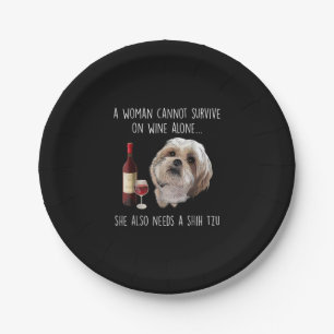 Assiettes En Carton Shih Tzu  Une femme ne peut survivre seule au vin