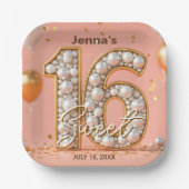 Assiettes En Carton Shimmering Pearlescent Gold Soft Pink Sweet 16 (Recto)