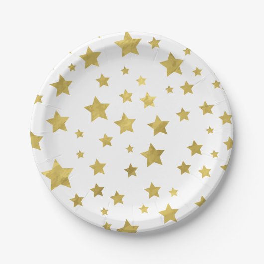 Assiettes En Carton Shimmery Goldstars Golden Star Motif (Devant)