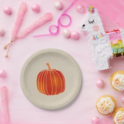 Assiettes En Carton Shiny Orange Automne Citrouille Rustic Kraft Party (Fête)