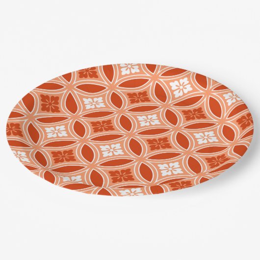 Assiettes En Carton Shippo avec Motif Fleur, Mandarin Orange (Angle)