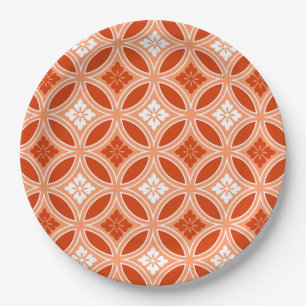 Assiettes En Carton Shippo avec Motif Fleur, Mandarin Orange