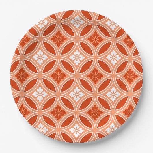 Assiettes En Carton Shippo avec Motif Fleur, Mandarin Orange (Devant)
