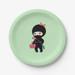Assiettes En Carton Shopping Ninja Girl on Green