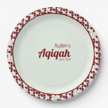 SHRIMPLEMENT Motif blanc rouge, Baby shower Aqiqah