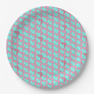 Assiettes En Carton SHRIMPLY Pink Turquoise Motif, Baby shower Aqiqah