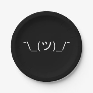 Assiettes En Carton Shrug Emoticon —\_(ツ)_/ Afficher le Kaomoji japona