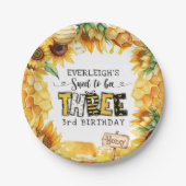 Assiettes En Carton Si doux à être trois fleuris 3e anniversaire (Devant)