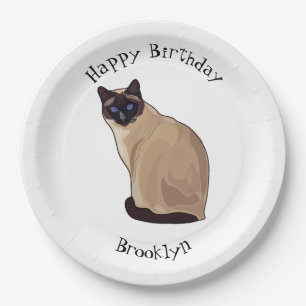 Assiettes En Carton Siamese cat cartoon