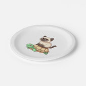 Assiettes En Carton Siamese cat rides turtle Copy (Angle)