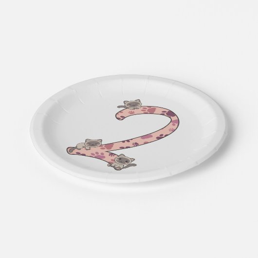 Assiettes En Carton Siamese Chat Deuxième Anniversaire Pour Enfants Ch (Angle)