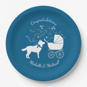 Assiettes En Carton Sibérie Husky Dog Baby shower Gris Gris