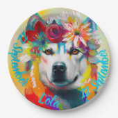 Assiettes En Carton Sibérie Husky fête d'anniversaire (Devant)