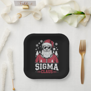 Assiettes En Carton Sigma Claus Cool Père Noël Noël Rizz Rizzler Mème