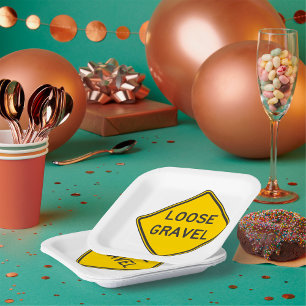 Assiettes En Carton Signal d'avertissement de perte de gravier