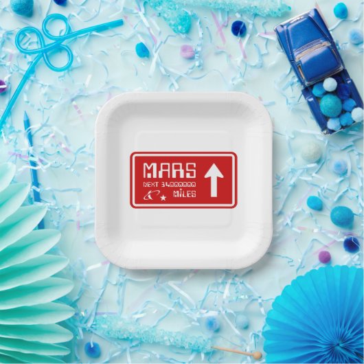 Assiettes En Carton Signal routier de Mars (Fête)