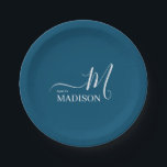 Assiettes En Carton Signature bleue marine personnalisée Nom de famill<br><div class="desc">Vous pouvez le Customiser. Design Moderne Et Simple,  Black Biege Signature Nom Famille.</div>