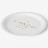 Assiettes En Carton Signature dorée Baptême Christening (Angle)