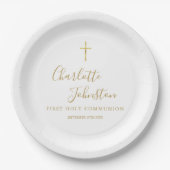 Assiettes En Carton Signature dorée moderne Première communion sainte (Devant)