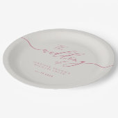 Assiettes En Carton Signature Mariage en ivoire rose (Angle)