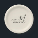 Assiettes En Carton Signature personnalisée Noir Beige Nom de famille<br><div class="desc">Vous pouvez le Customiser. Design Moderne Et Simple,  Black Biege Signature Nom Famille.</div>