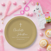 Assiettes En Carton Signature Script First Holy Communion Gold (Fête)