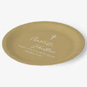 Assiettes En Carton Signature Script First Holy Communion Gold (Angle)
