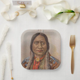 Assiettes En Carton Signaux de fumée : Lakota Indian Chief Sitting Bul