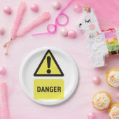 Assiettes En Carton Signe de danger jaune (Fête)
