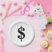 Assiettes En Carton Signe dollar | Alphabet classique simple (Fête)